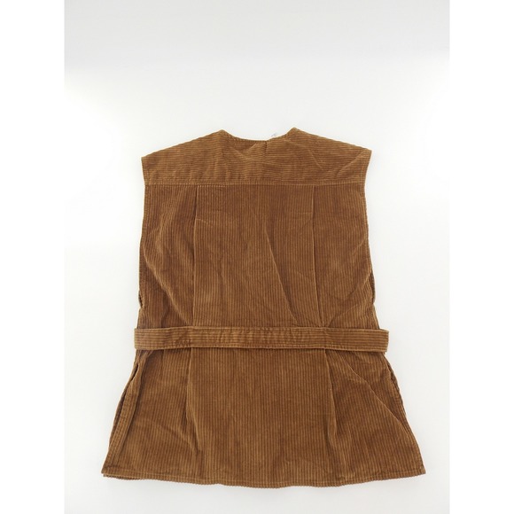 Vintage Corduroy Vest Safari Utility Multi Pocket Womens Size 6 Brown Button Up - Picture 6 of 7
